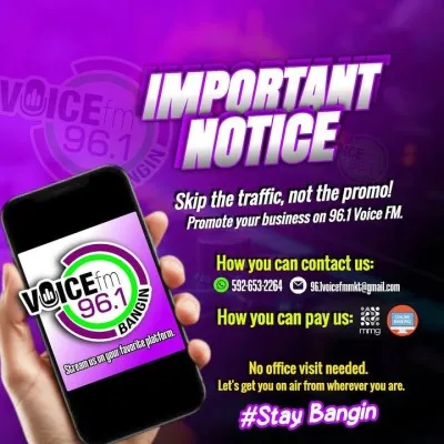 Live streaming 96.1 Voice FM